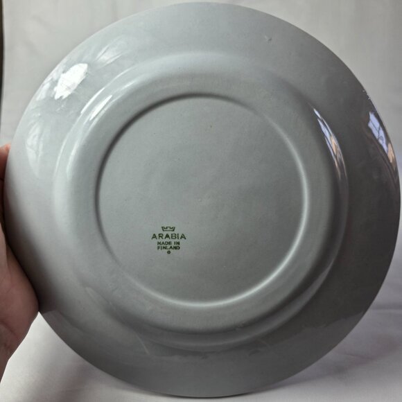 Arabia of Finland Blue Rose Dinner Plate Gray/Blue with Blue Flowers & Bands - Picture 11 of 12